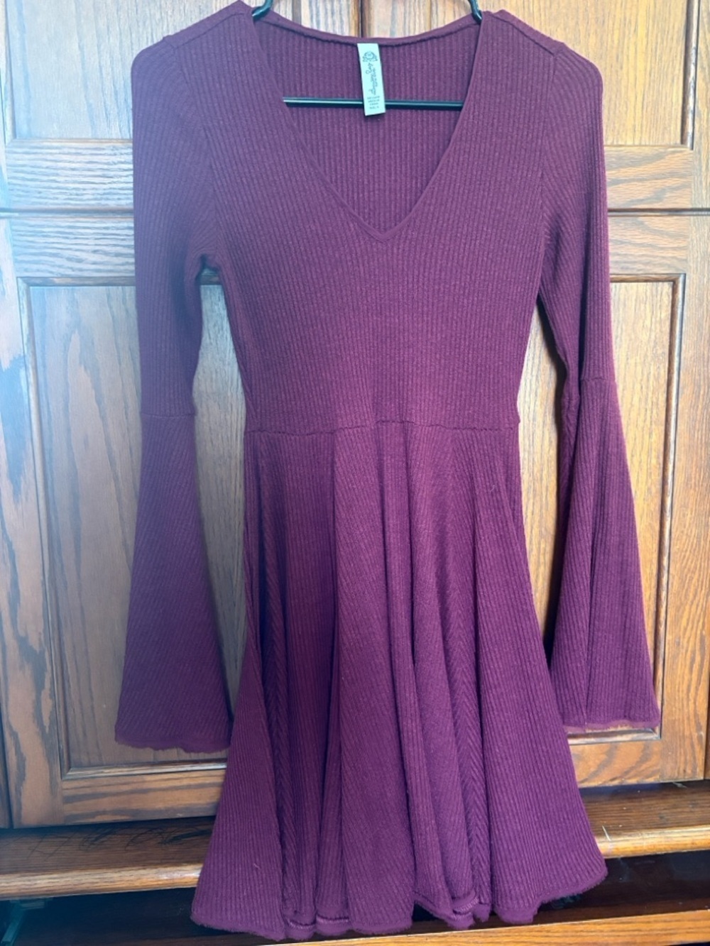 American Rag Ribbed Knit Bell Sleeve Mini Dress size S